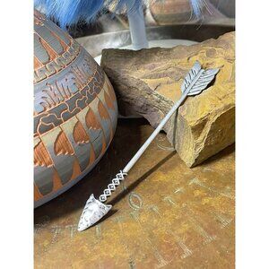 Pewter Silver Arrow Indian Hair Stick Punk Goth Chopstick Man Bun Men's Women's